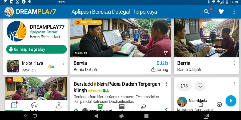 Antarmuka user-friendly aplikasi DREAMPLAY77 menampilkan berita daerah dengan jelas.