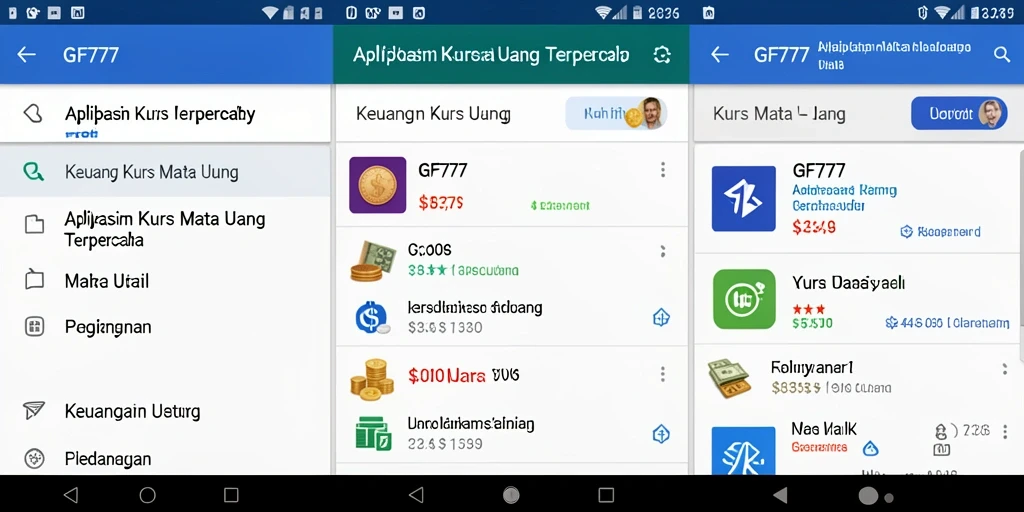 Tampilan antarmuka GF777 yang sederhana dan informatif untuk Kurs Mata Uang.