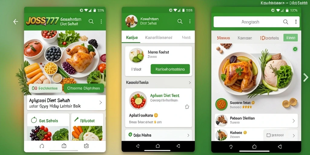 Tampilan antarmuka aplikasi JOSS777 untuk diet sehat.